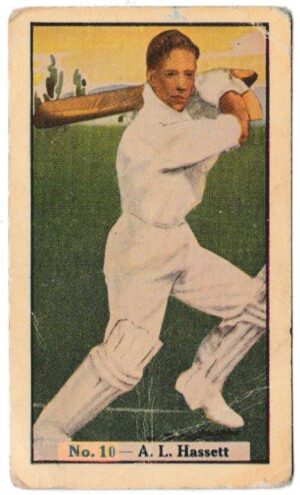 Allen's - 'Cricketers (Coloured)' (1936) - Card #10 - A.L. Hassett (Victoria)