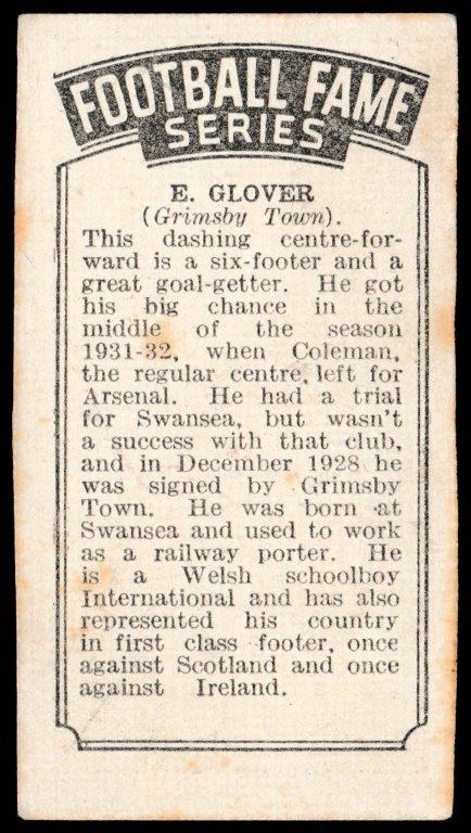 Amalgamated Press - 'Football Fame Series' (1936) - E. Glover (Grimsby Town) Amalgamated Press - 'Football Fame Series' (1936) - E. Glover (Grimsby Town)