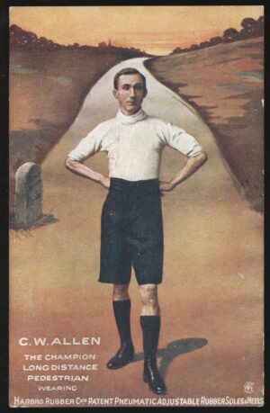 Harbro Rubber Soles - 'C W Allen Great Record Walk Lands End John O'Groats' (1908) - Used Postcard
