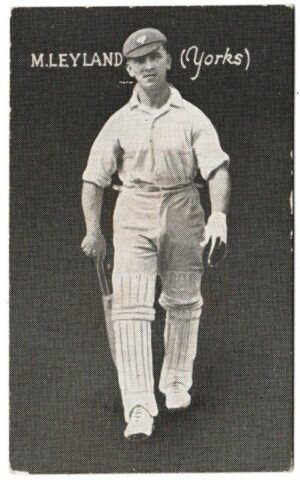 Australian Licorice - 'English Cricketers (Blue Back)' (1928) - M. Leyland (Yorkshire) Australian Licorice - 'English Cricketers (Blue Back)' (1928) - M. Leyland (Yorkshire)