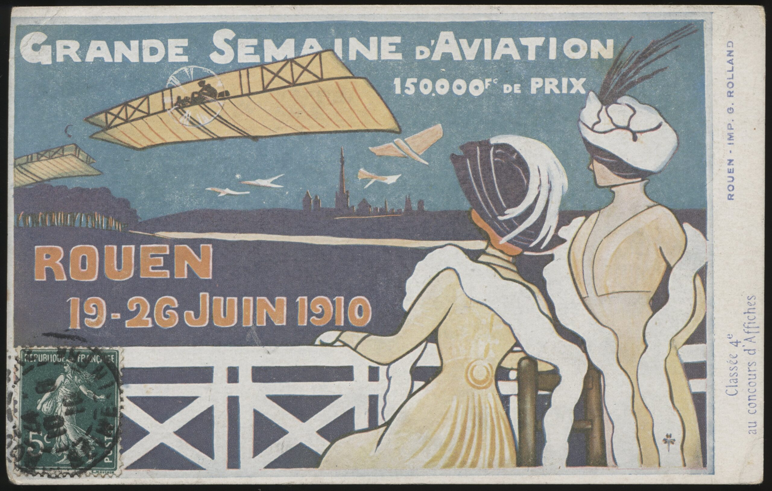 G Rolland - 'Grande Semain D'Aviation' (1910) - Used Aviation Postcard G Rolland - 'Grande Semain D'Aviation' (1910) - Used Aviation Postcard