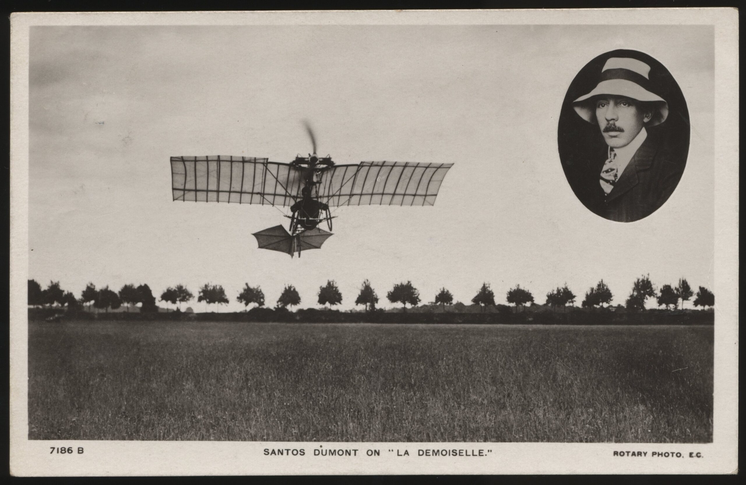 Rotary - 'Santos Dumont on the Maid 7186B' (s1910s) - Used Aviation Postcard Rotary - 'Santos Dumont on the Maid 7186B' (s1910s) - Used Aviation Postcard