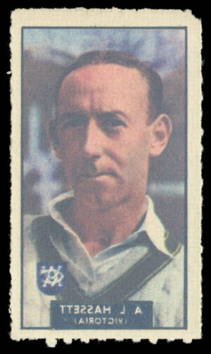 Barratt/WHC - 'Famous Cricketers Transfers' (1949) - #25 - A.J. Hasset (Victoria)