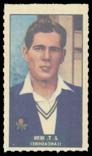 Barratt/WHC - 'Famous Cricketers Transfers' (1949) - #28 - J.T. Ikin (Lancashire)