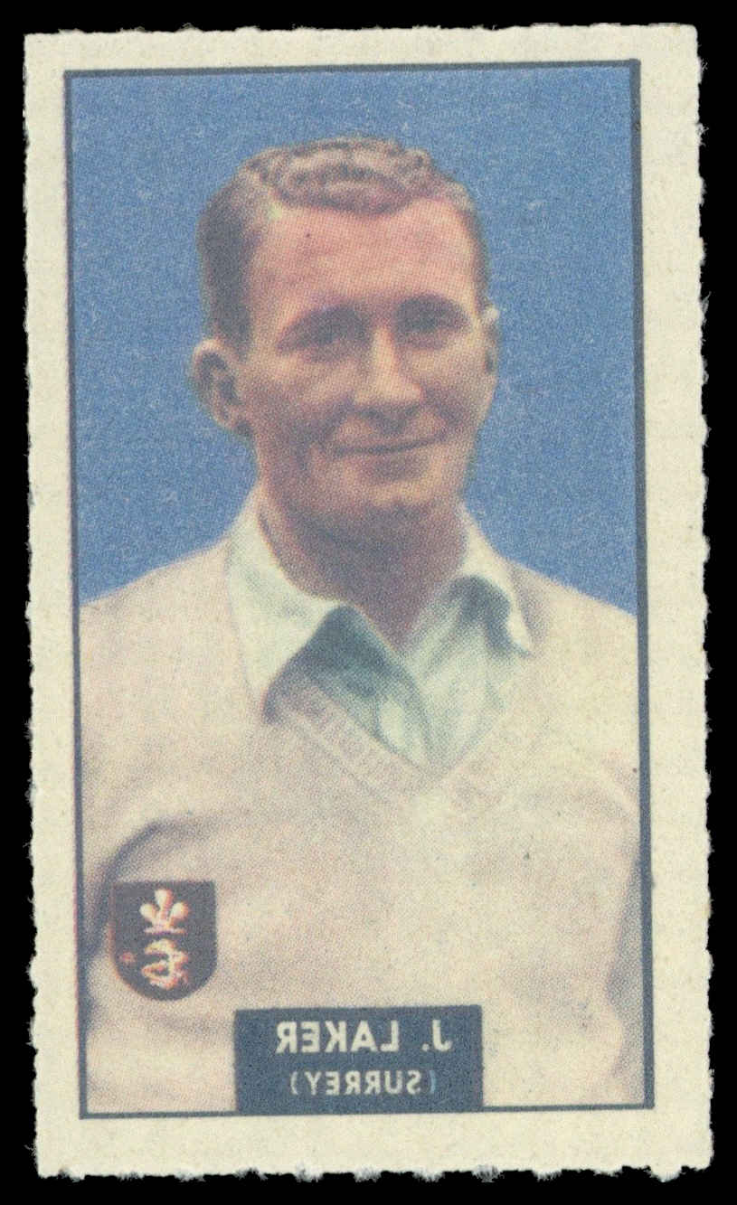 Barratt/WHC - 'Famous Cricketers Transfers' (1949) - #31 - J. Laker (Surrey) Barratt/WHC - 'Famous Cricketers Transfers' (1949) - #31 - J. Laker (Surrey)