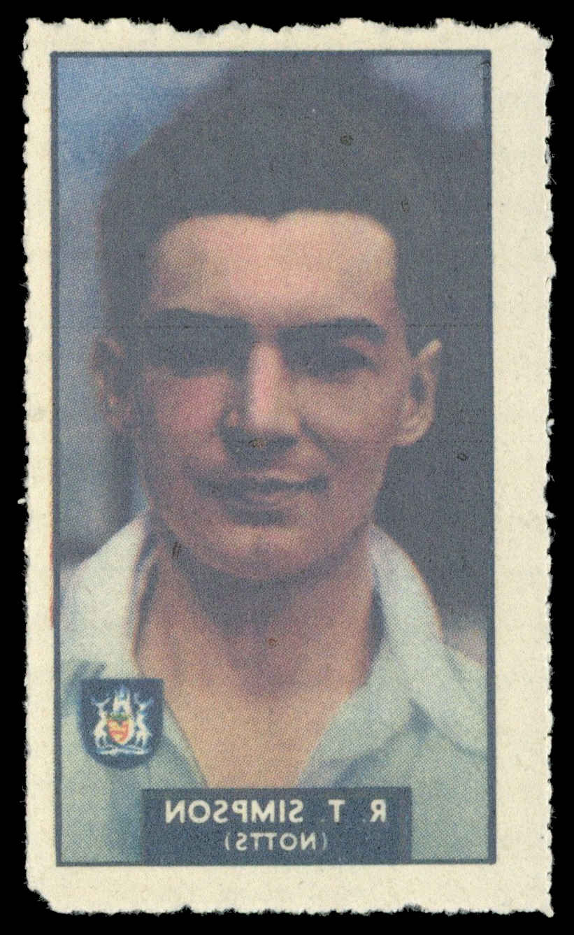 Barratt/WHC - 'Famous Cricketers Transfers' (1949) - #45 - R.T. Simpson (Nottinghamshire) Barratt/WHC - 'Famous Cricketers Transfers' (1949) - #45 - R.T. Simpson (Nottinghamshire)