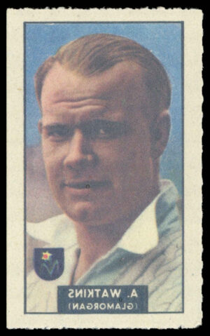 Barratt/WHC - 'Famous Cricketers Transfers' (1949) - #54 - A. Watkins (Glamorgan)