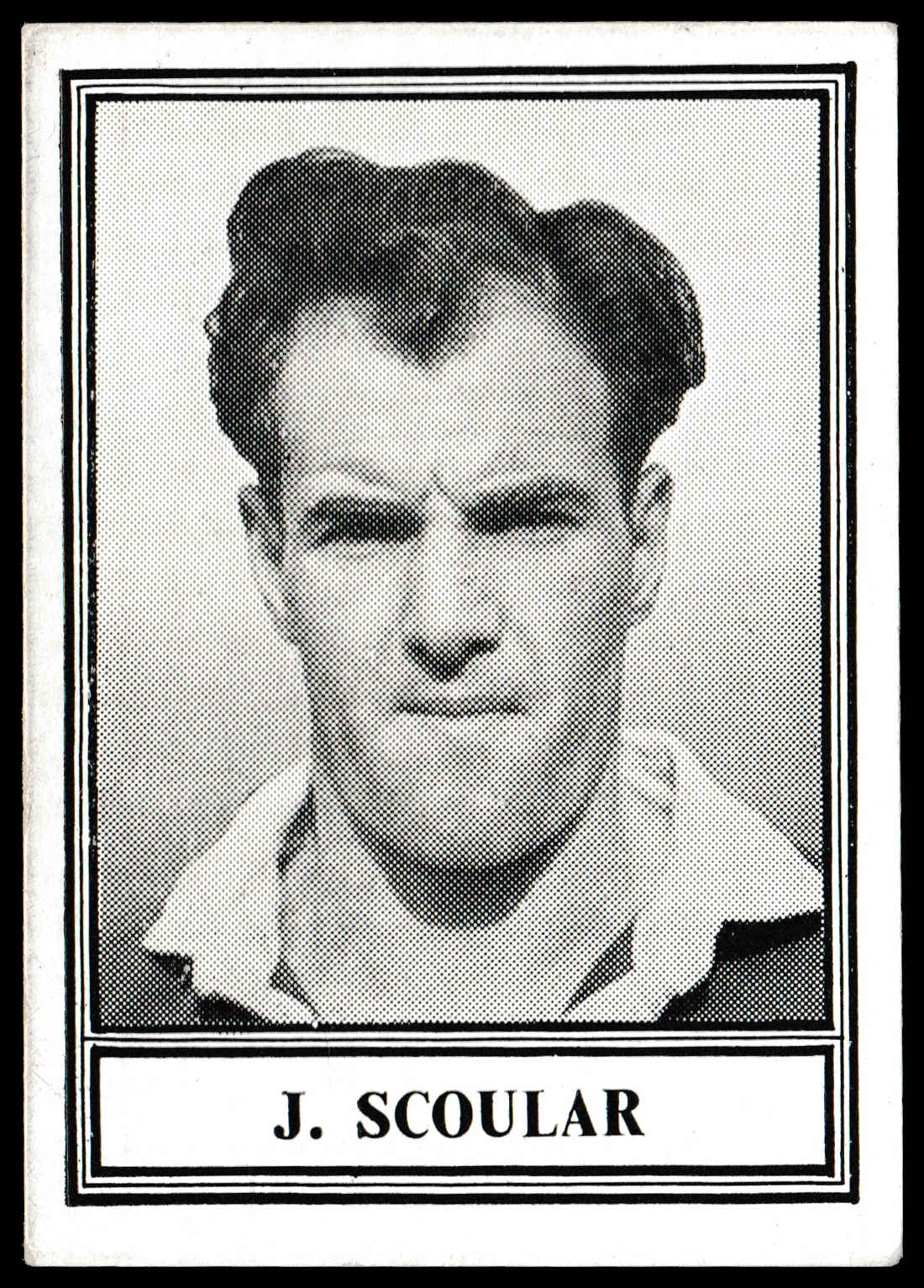 Barratt & Co - 'Famous Footballers 1952-53 - Card #50 - J. Scoular (Portsmouth) Barratt & Co - 'Famous Footballers 1952-53 - Card #50 - J. Scoular (Portsmouth)
