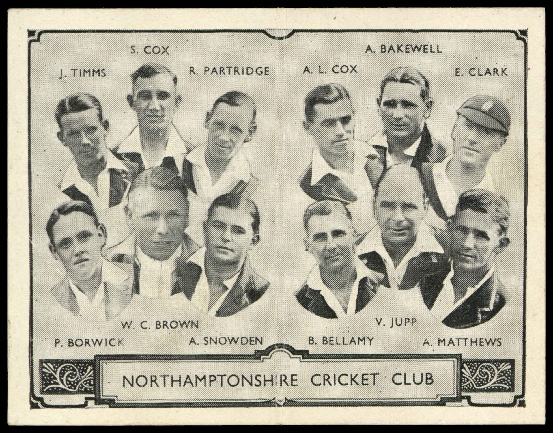 Barratt - 'Cricket Team Folders' (1933) - Northamptonshire County C.C. Barratt - 'Cricket Team Folders' (1933) - Northamptonshire County C.C.