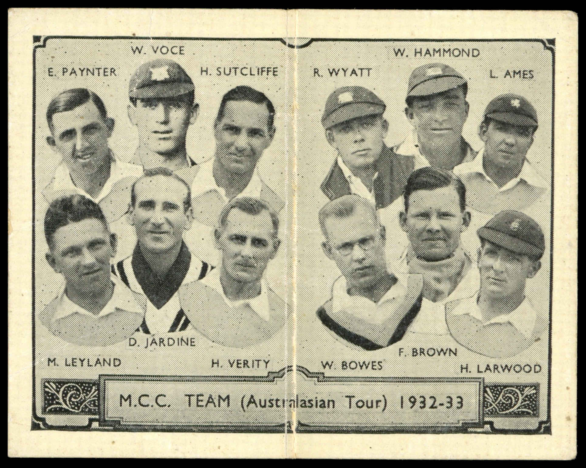 Barratt - 'Cricket Team Folders' (1933) - M.C.C. Team Barratt - 'Cricket Team Folders' (1933) - M.C.C. Team