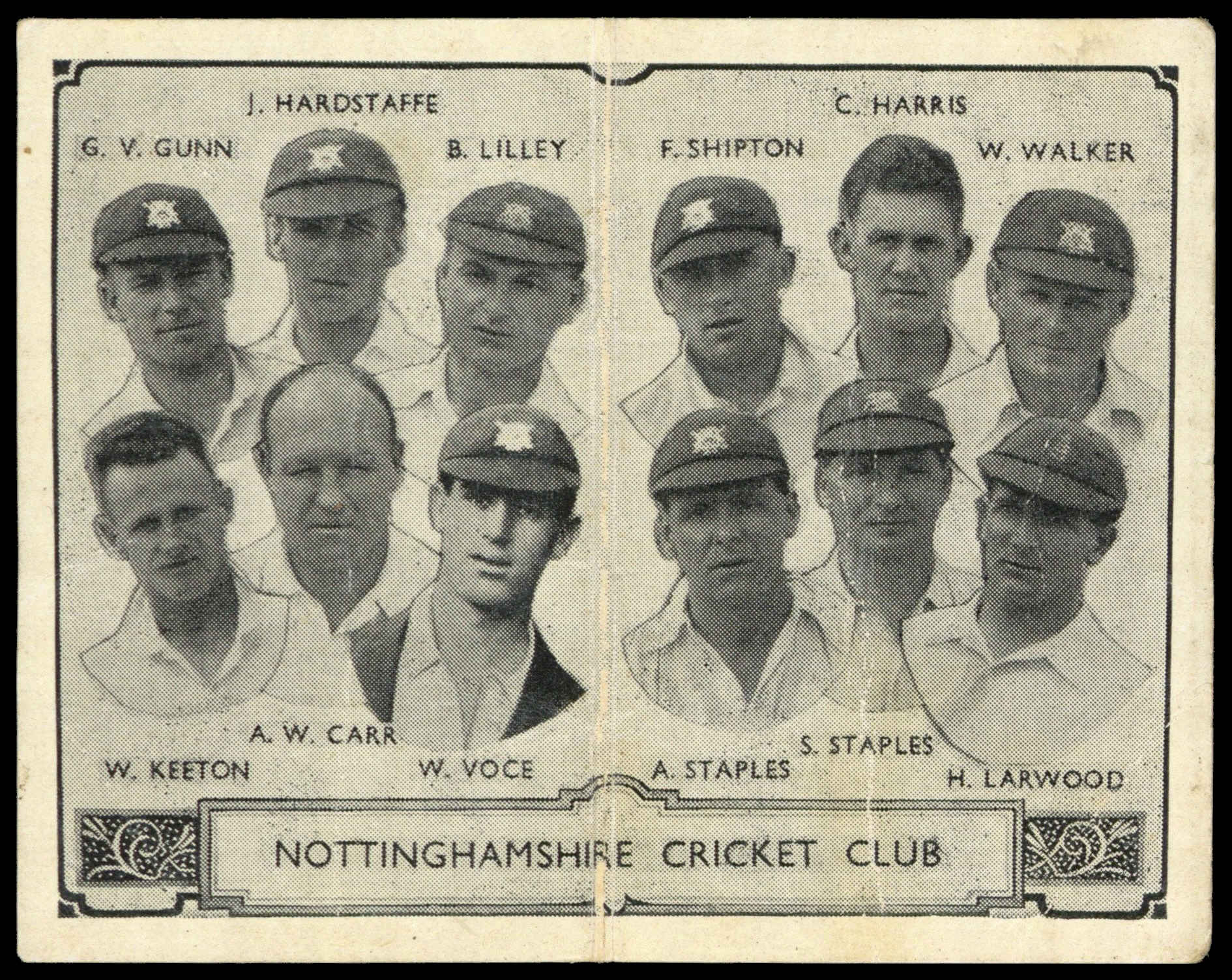 Barratt - 'Cricket Team Folders' (1933) - Nottinghamshire County C.C. Barratt - 'Cricket Team Folders' (1933) - Nottinghamshire County C.C.