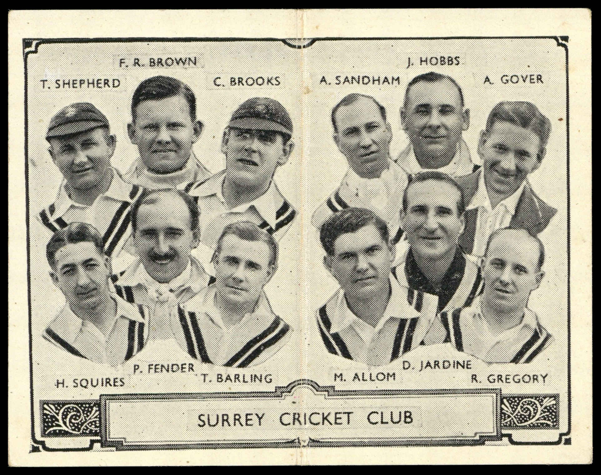 Barratt - 'Cricket Team Folders' (1933) - Surrey County C.C. Barratt - 'Cricket Team Folders' (1933) - Surrey County C.C.