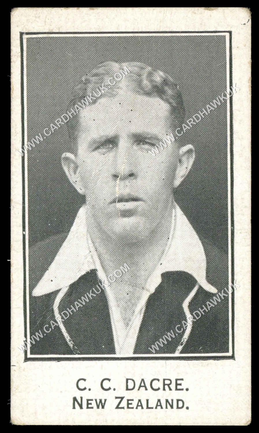 Barratt - 'Cricketers Footballers & Teams' (1925) - C.C. Dacre (New Zealand) Barratt - 'Cricketers Footballers & Teams' (1925) - C.C. Dacre (New Zealand)