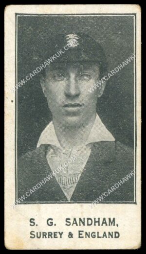 Barratt - 'Cricketers Footballers & Teams' (1925) - S.G. Sandham (Surrey & England) Barratt - 'Cricketers Footballers & Teams' (1925) - S.G. Sandham (Surrey & England)