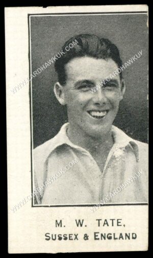 Barratt - 'Cricketers Footballers & Teams' (1925) - M.W. Tate (Sussex & England)