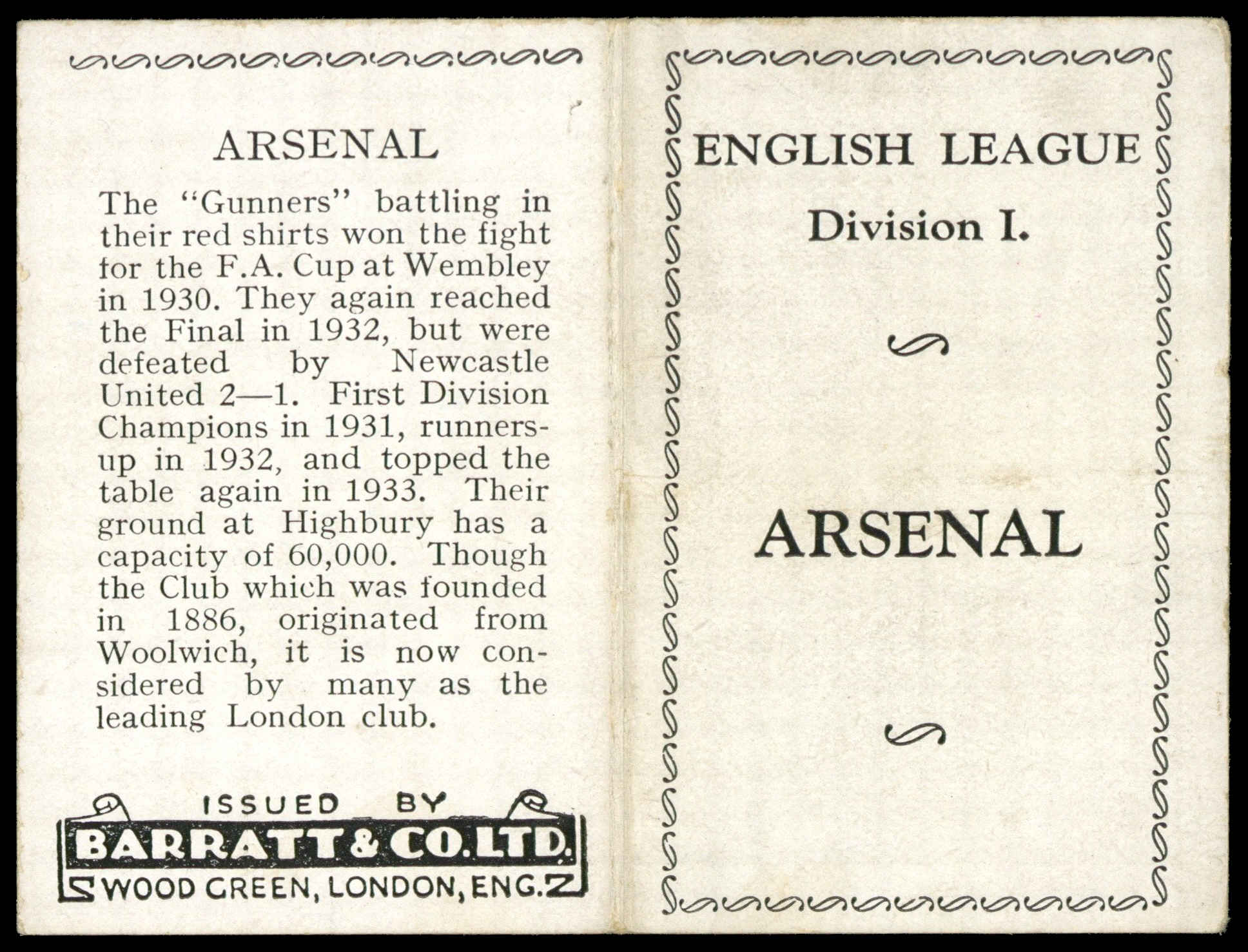 Barratt - 'English Teams Div 1 (1933)' (1933) - Arsenal (Moss - Coleman) Barratt - 'English Teams Div 1 (1933)' (1933) - Arsenal (Moss - Coleman)