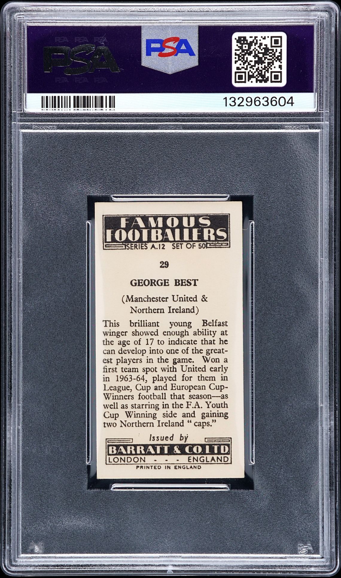 Barratt - 'Famous Footballers A.12.' (1964) - George Best (Manchester United) Barratt - 'Famous Footballers A.12.' (1964) - George Best (Manchester United)