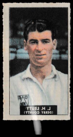 Barratt - 'Famous Footballers Transfers' (1949) - L.R. Leuty (Derby County)