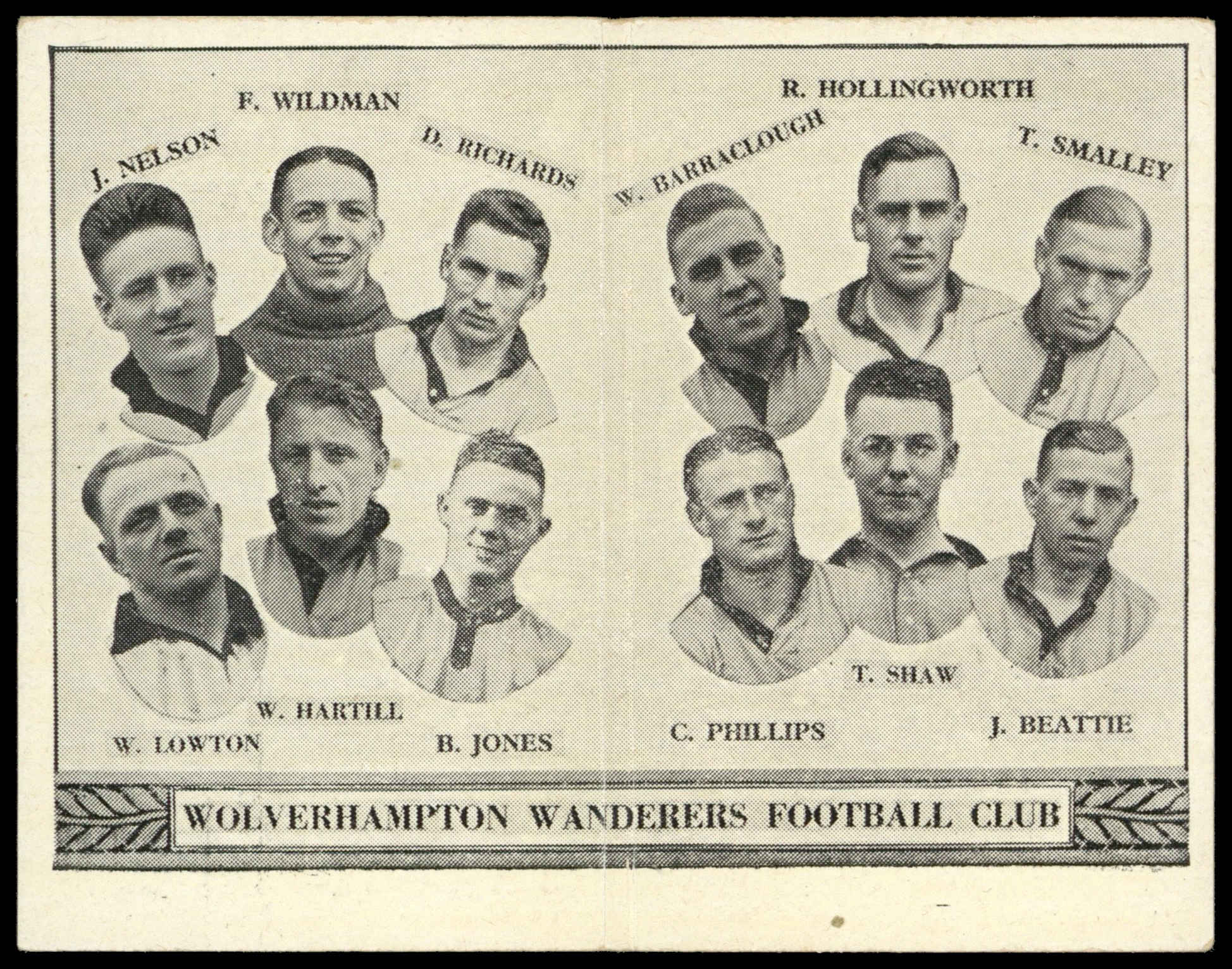 Barratt - 'English Teams Div 1 (1934)' (1934) - Wolverhampton Wanderers (Nelson, Wildman) Barratt - 'English Teams Div 1 (1934)' (1934) - Wolverhampton Wanderers (Nelson, Wildman)