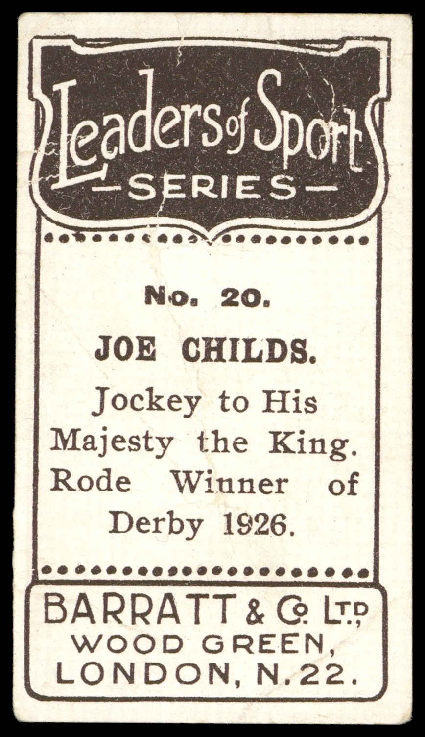 Barratt - 'Leaders in Sport' (1927) - Joe Childs (Horseracing) Barratt - 'Leaders in Sport' (1927) - Joe Childs (Horseracing)