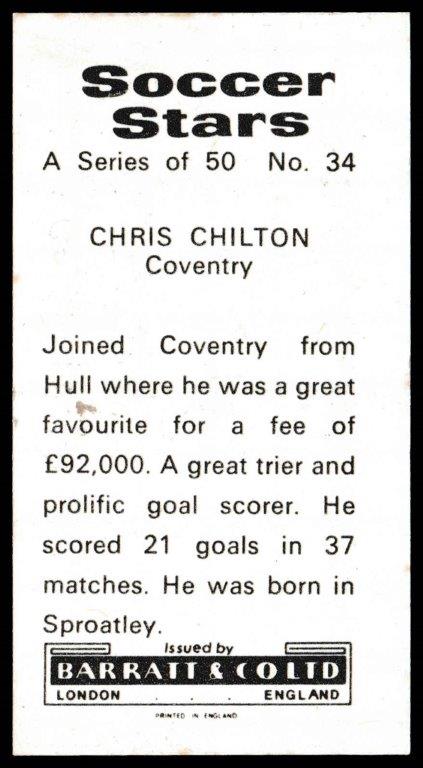 Barratt & Co - 'Soccer Stars' #34 - Chris Chilton (Coventry City) Barratt & Co - 'Soccer Stars' #34 - Chris Chilton (Coventry City)