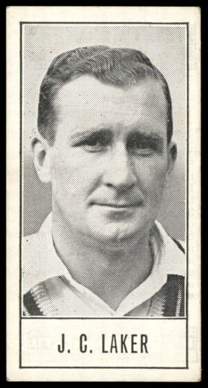 Barratt - 'Test Cricketers by E.W. Swanston' (1956) - J.C. Laker (Surrey) Barratt - 'Test Cricketers by E.W. Swanston' (1956) - J.C. Laker (Surrey)