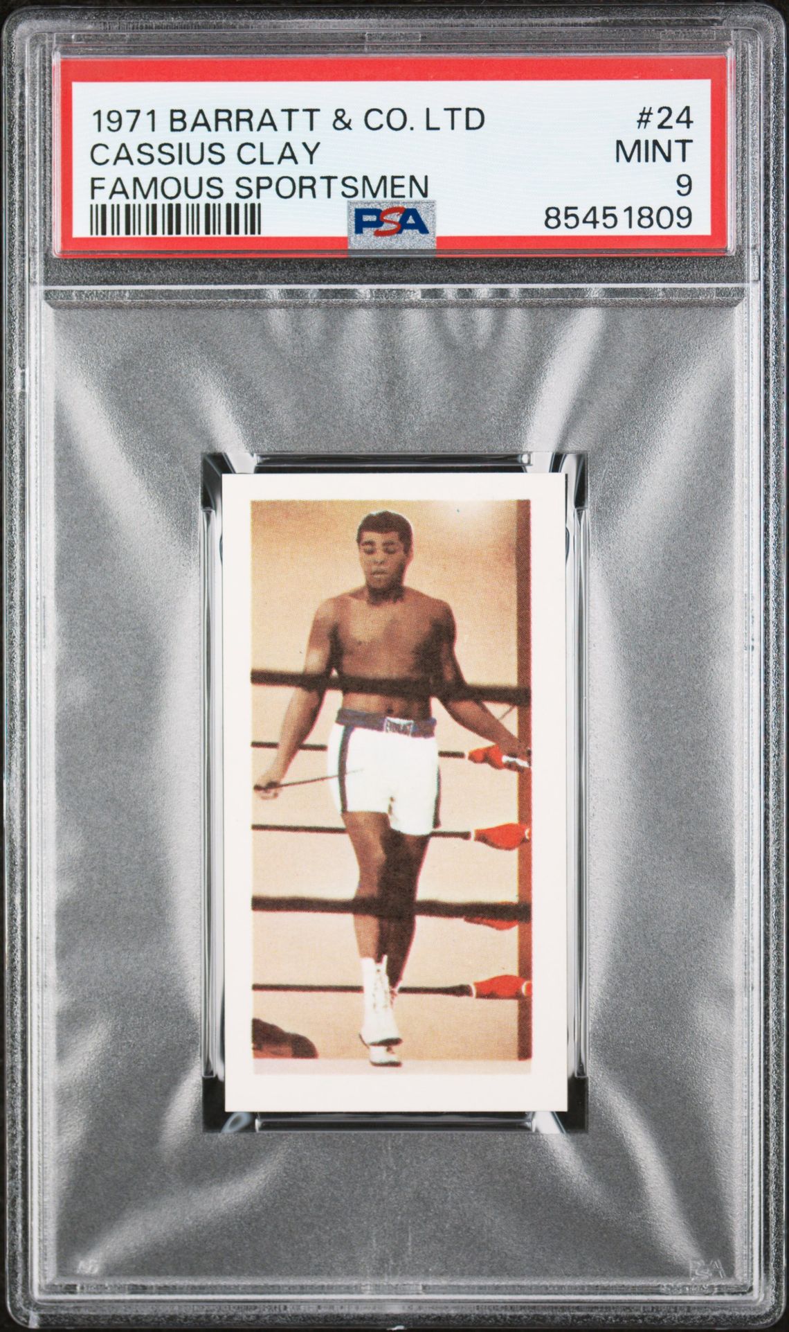 Barratt - 'Famous Sportsmen' (1971) - Cassius Clay (Boxing) **PSA9** Barratt - 'Famous Sportsmen' (1971) - Cassius Clay (Boxing) **PSA9**
