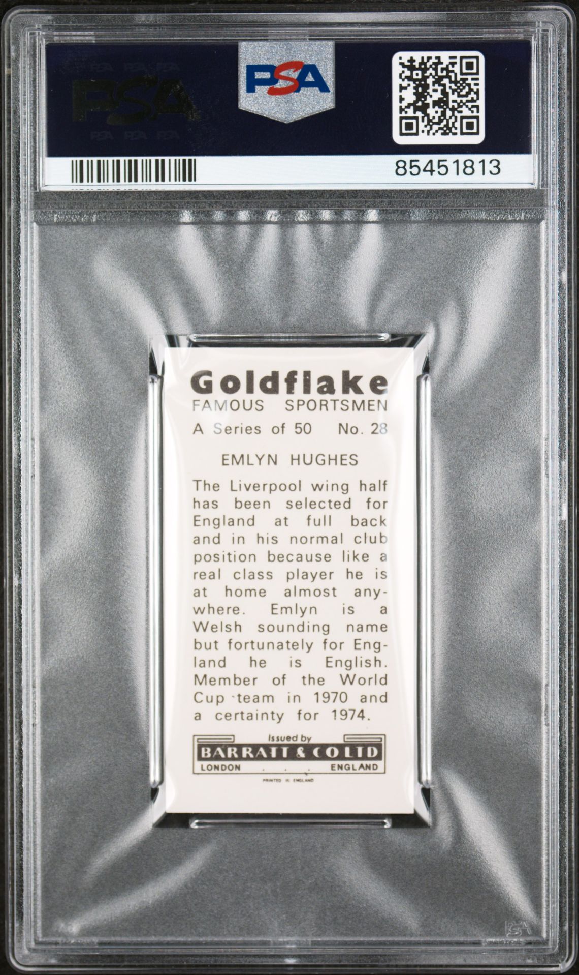 Barratt - 'Famous Sportsmen' (1971) - Emlyn Hughes (Liverpool) **PSA8** Barratt - 'Famous Sportsmen' (1971) - Emlyn Hughes (Liverpool) **PSA8**