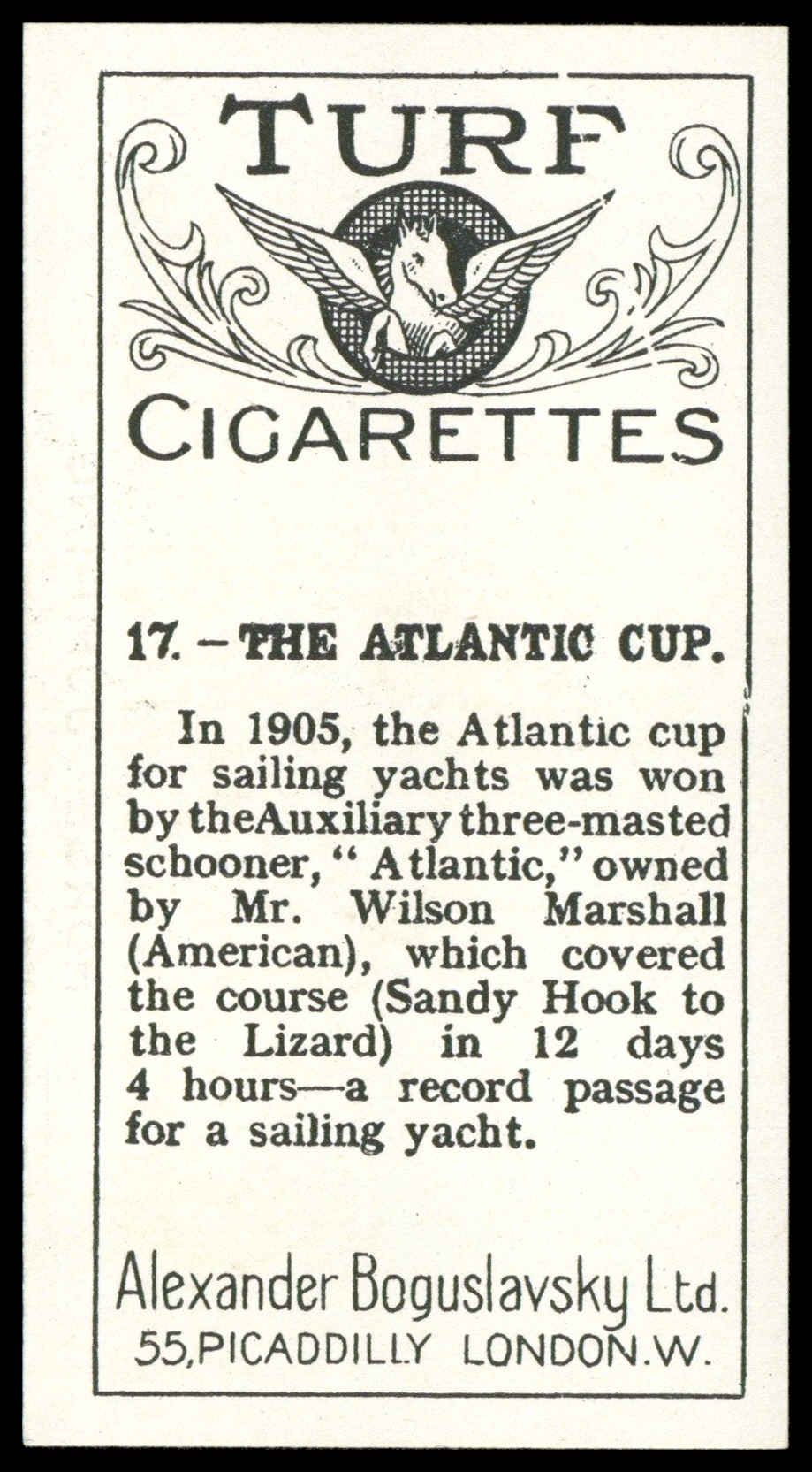 Boguslavsky - The Atlantic Cup - Mr. Wilson Marshall - 'Sports Records' (1925) Boguslavsky - The Atlantic Cup - Mr. Wilson Marshall - 'Sports Records' (1925)