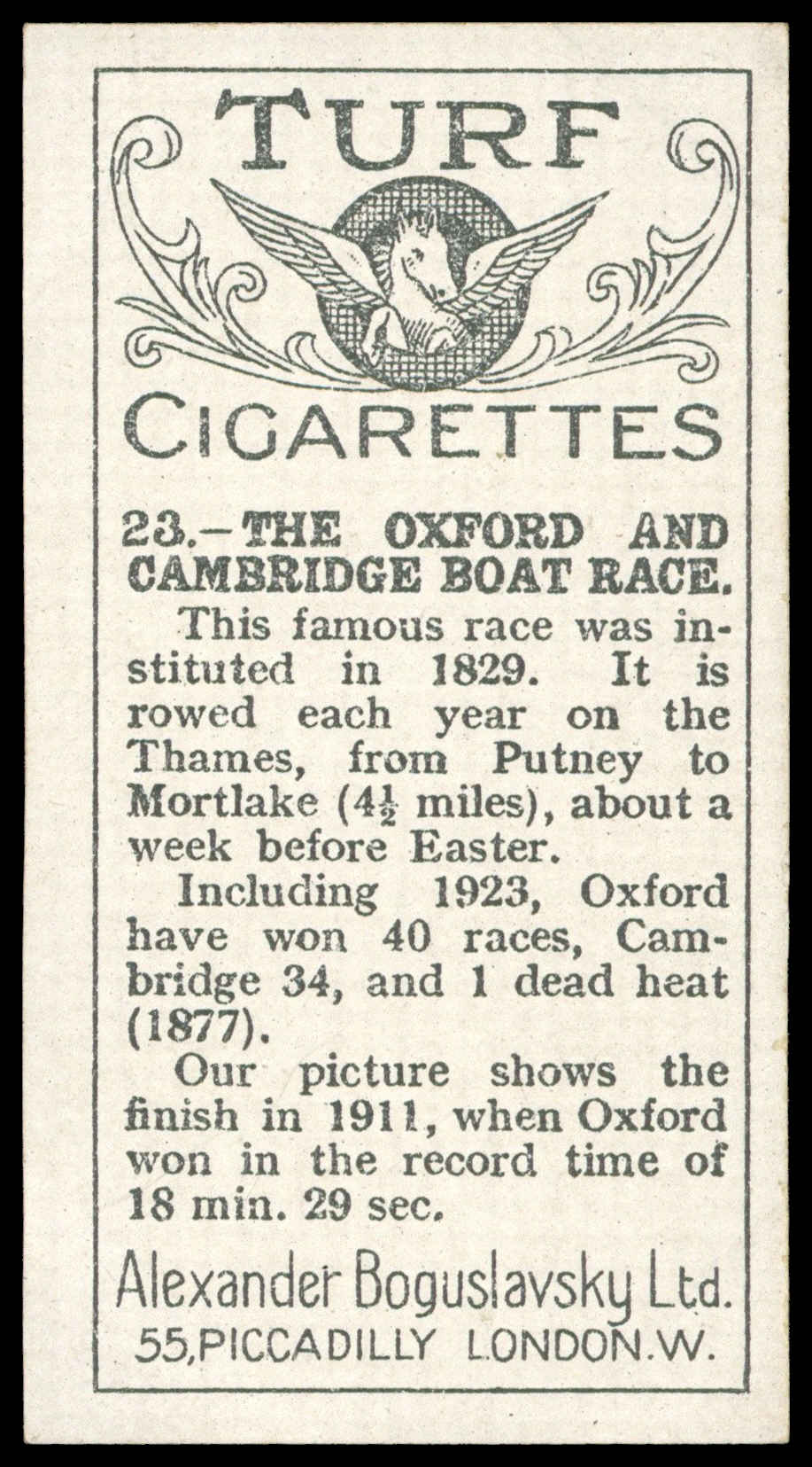 Boguslavsky - 'Sports Records' (1925) - #23 - The Boat Race - Oxford v Cambridge Boguslavsky - 'Sports Records' (1925) - #23 - The Boat Race - Oxford v Cambridge