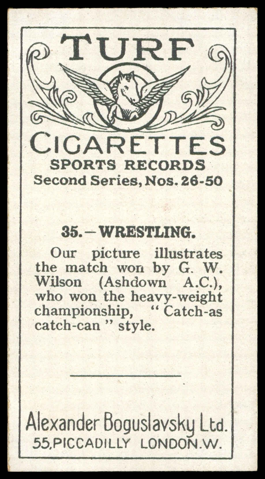 Boguslavsky - 'Sports Records (S2)' (1925) - #35 - Wrestling - G.W. Wilson Boguslavsky - 'Sports Records (S2)' (1925) - #35 - Wrestling - G.W. Wilson