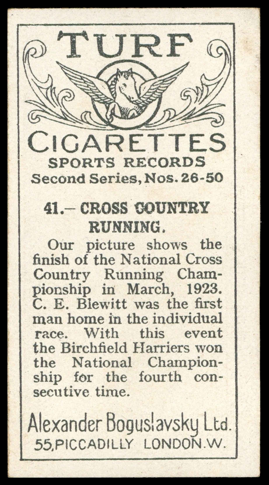 Boguslavsky - 'Sports Records (S2)' (1925) - #41 - Cross Country Running - C.E. Blewitt Boguslavsky - 'Sports Records (S2)' (1925) - #41 - Cross Country Running - C.E. Blewitt