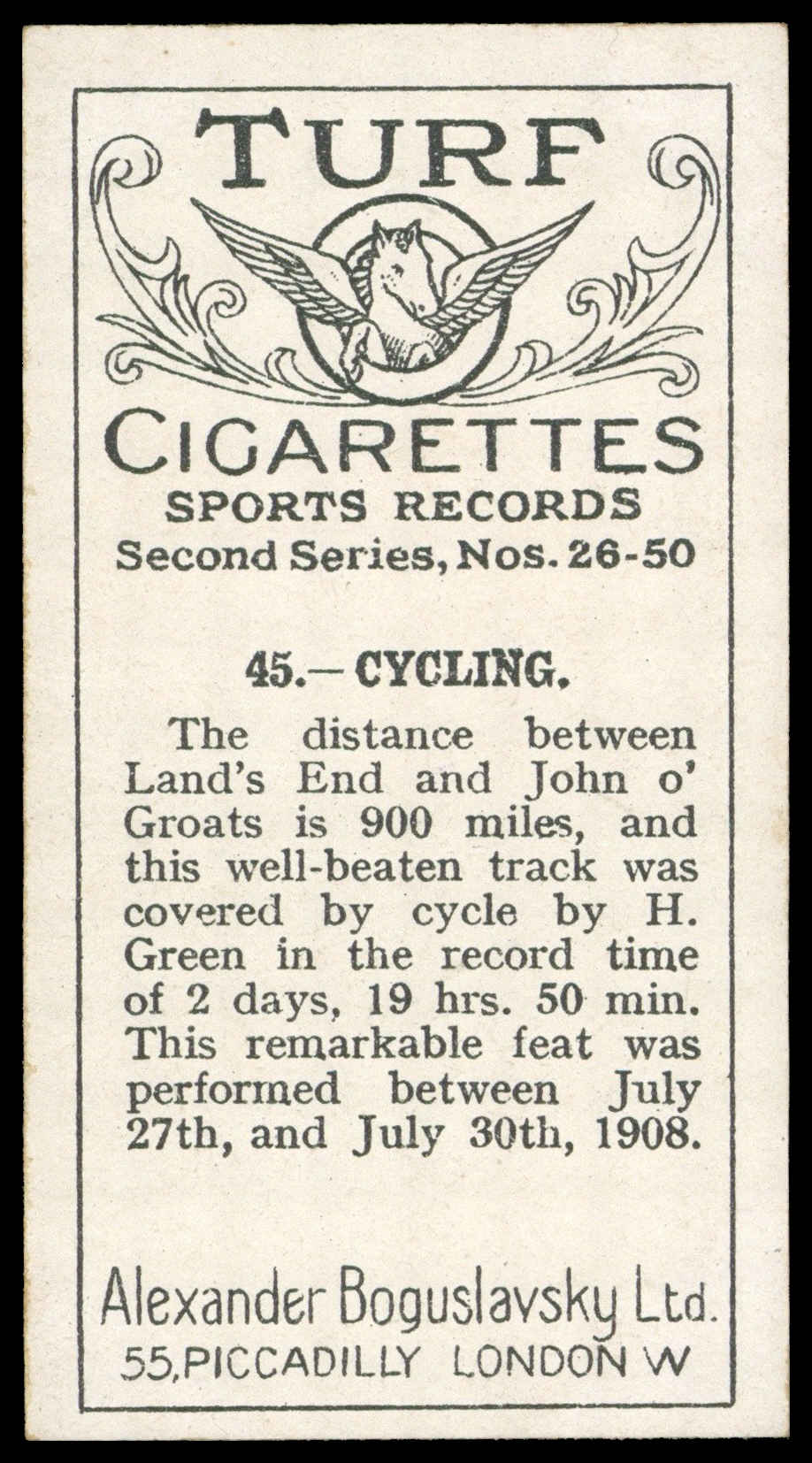 Boguslavsky - 'Sports Records (S2)' (1925) - #45 - Cycling - H. Green Boguslavsky - 'Sports Records (S2)' (1925) - #45 - Cycling - H. Green