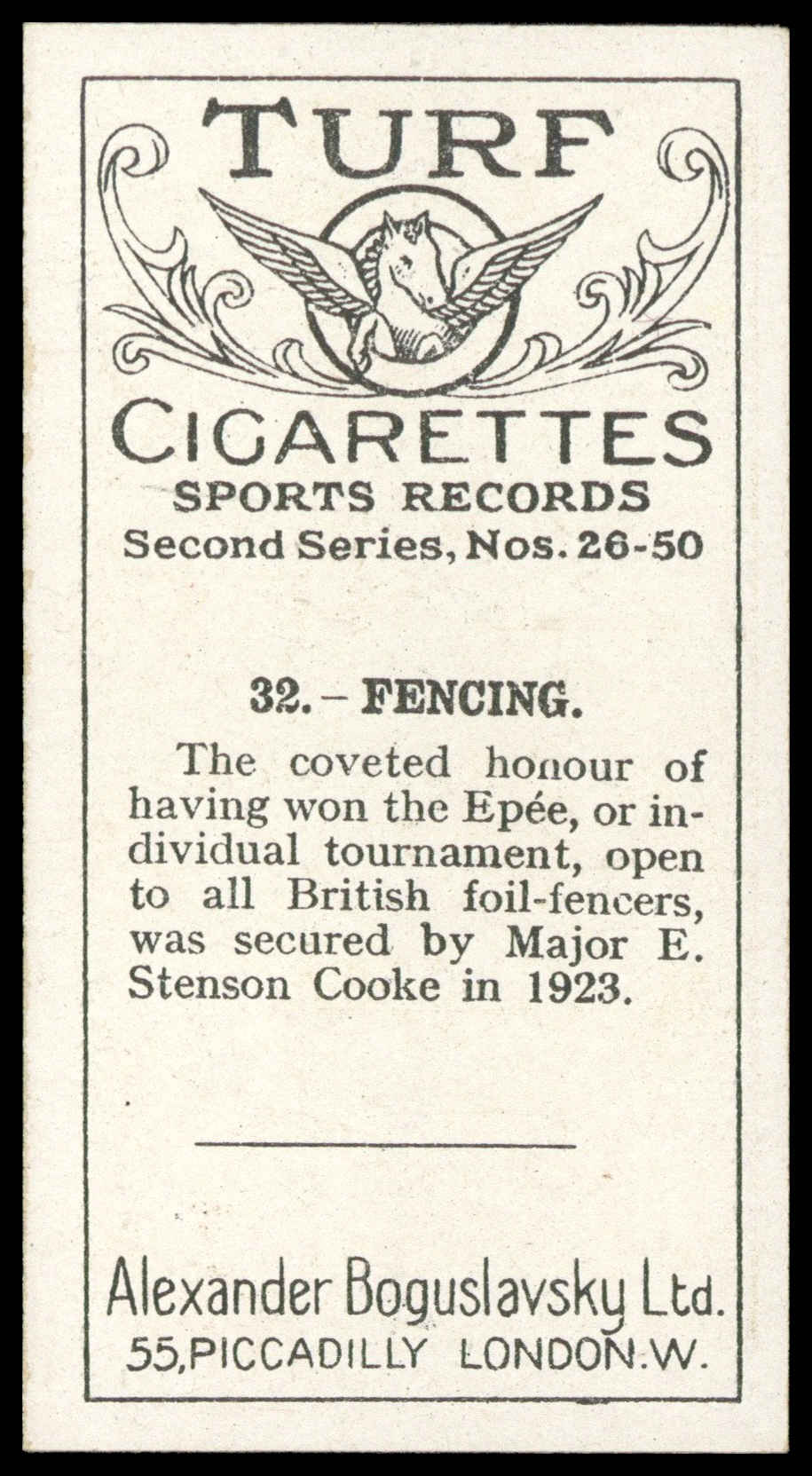 Boguslavsky - 'Sports Records (S2)' (1925) - Fencing - Major E. Stenson Cooke Boguslavsky - 'Sports Records (S2)' (1925) - Fencing - Major E. Stenson Cooke