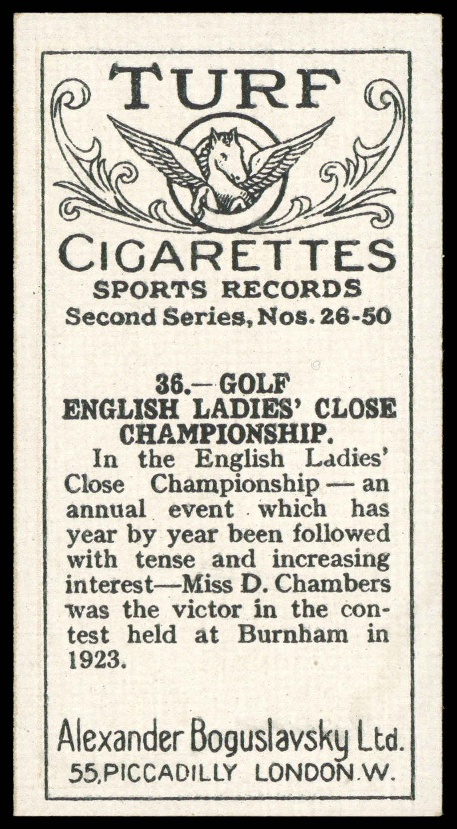 Boguslavsky - 'Sports Records (S2)' (1925) - Golf - Miss D. Chambers Boguslavsky - 'Sports Records (S2)' (1925) - Golf - Miss D. Chambers