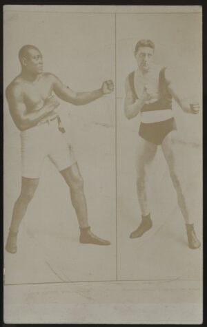 Real Photo - 'Jack Johnson Bombadier Wells Cancelled Fight' (1912) - Unused Boxing Postcard