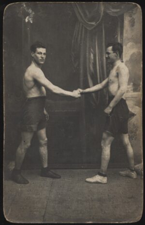Real Photo - 'Bare Fisted Boxers' (Undated) - Unused Boxing Postcard