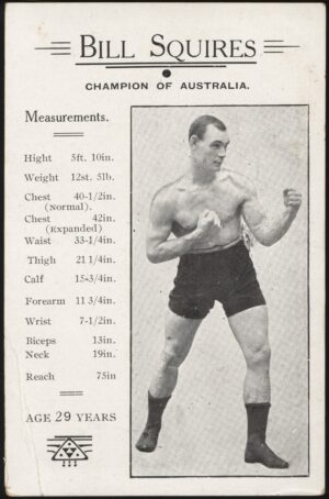 Real Photo - 'Bill Squires Champion of Australia' (1908) - Unused Boxing Postcard
