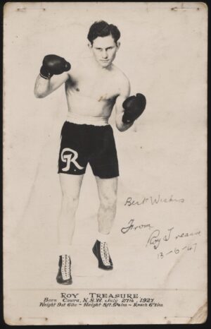 Signed - 'Roy Treasure Australian Lightweight' (1947) - Boxing Photo