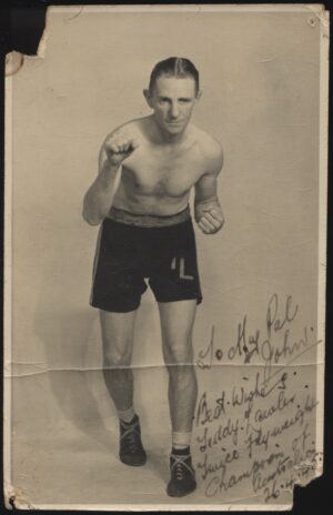 Signed - 'Teddy Lawler Australian Light Flyweight Champion' (1945) - Boxing Photo