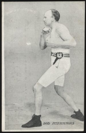 Mirror of Life - 'Bob Fitzsimmons (Top & Right Side Trimmed)' (1910) - Used Boxing Postcard