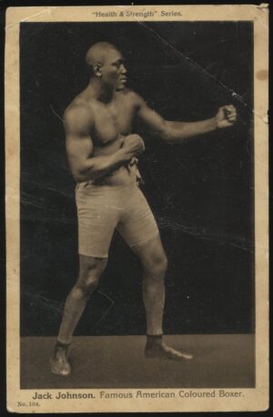 Health & Strength - 'Jack Johnson No.104 (Creased)' () - Unused Boxing Postcard
