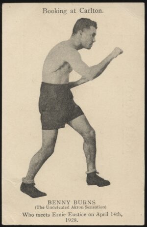 Carlton - 'Benny Burns The Undefeated Akron Sensation' (1928) - Unused Boxing Postcard
