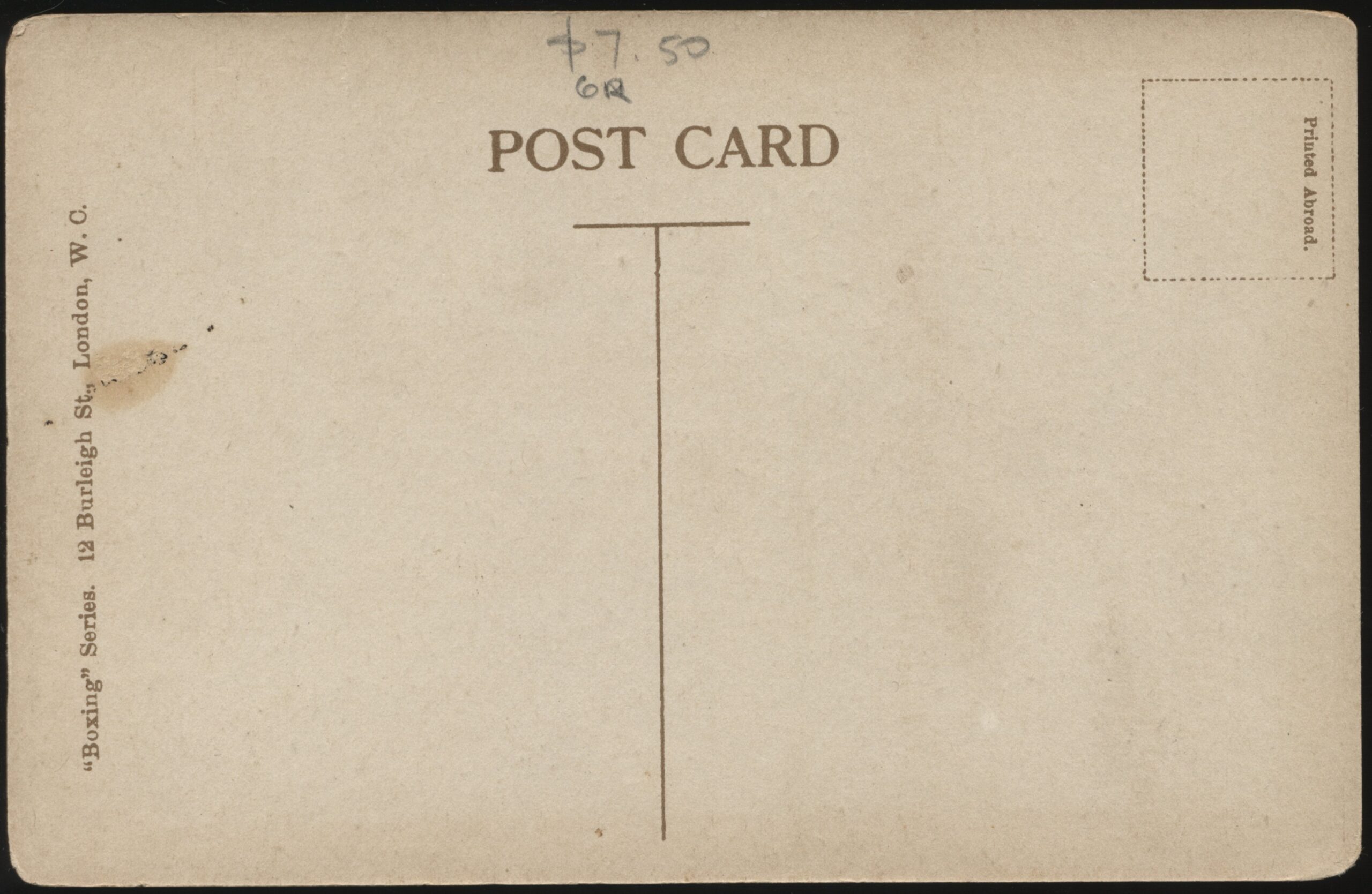 Boxing Series - 'Pte J. Harris Middle-Weight Boxer' (c1908) - Unused Postcard Boxing Series - 'Pte J. Harris Middle-Weight Boxer' (c1908) - Unused Postcard