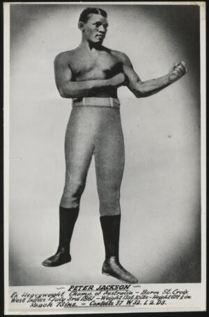 Australian Boxing Photo Card - 'Peter Jackson (USA) Aust Heavyweight Champ' (Undated) - Blank Back