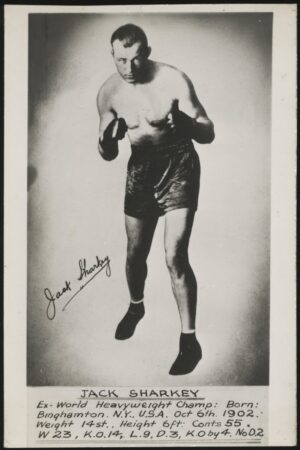 Australian Boxing Photo Card - 'Jack Sharkey (US) World Heavyweight Champ' (Undated) - Blank Back