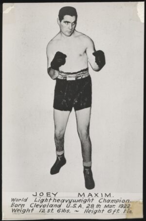 Australian Boxing Photo Card - 'Joey Maxim (US) World Light Heavyweight Champ' (Undated) - Blank Back