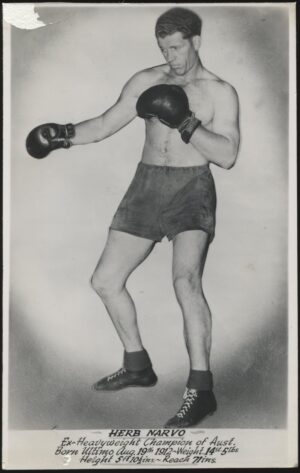Australian Boxing Photo Card - 'Herb Narvo (AUS) Aust Heavyweight Champ' (Undated) - Blank Back
