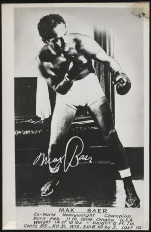 Australian Boxing Photo Card - 'Max Baer (US) World Heavyweight Champ' (Undated) - Blank Back