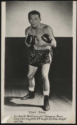 Australian Boxing Photo Card - 'Tony Zale (US) World Middleweight Champ' (Undated) - Blank Back